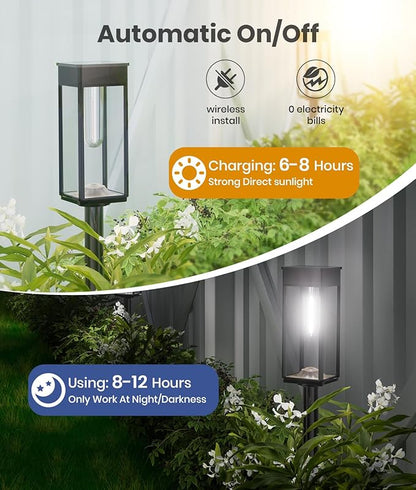 ALFIOT Solar Pathway Lights Outdoor, 12 Pack Bright Solar Lights Outdoor, Auto On/Off, IP65 Waterproof Landscape Lighting for Yard Patio Walkway Driveway Pathway (Cool White)
