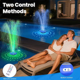 Floating Pool Fountain with Lights Show, 9 Pool Light Modes and 3 Fountain Modes with Remote for Inground Above Ground Pool, Upgraded Rechargeable Pool Fountains with Anchor-1 PC