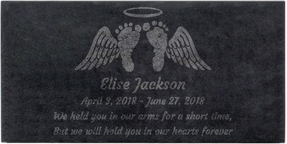 Black Granite Memorial Headstone Or Garden Memorial for Lost Infant or Child - Include You Personalized Text. Can be Used as a Sympathy Gift, Garden Stone or Grave Maker (24 x 12 x 4)