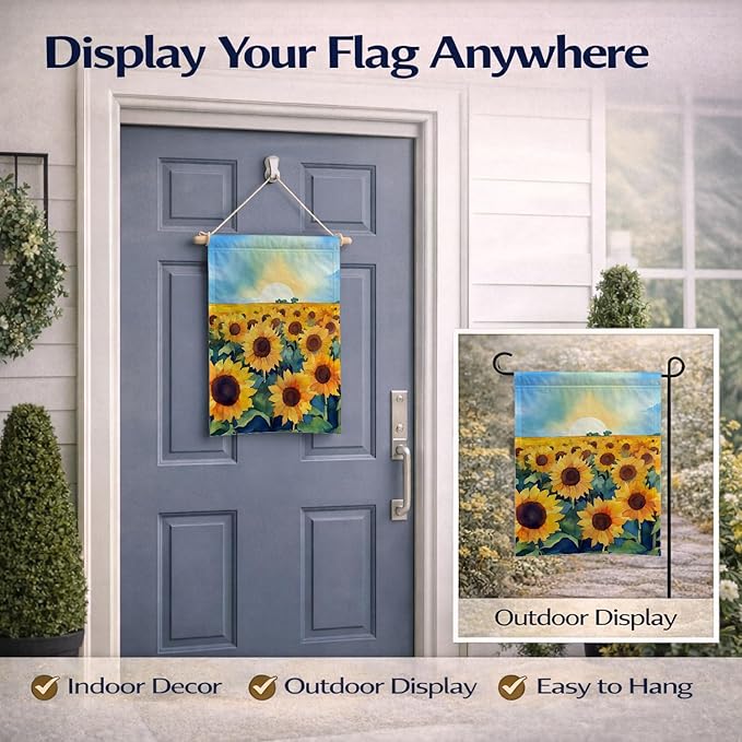 Caroline's Treasures Kansas Sunflowers in Watercolor Garden Flag Mailbox Flag Decorative Yard Flag Banner Outside Patio Artwork Yard Flower Beds, Garden Size, Multicolor