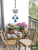 Creative Handmade Alloy Wind Chime Evil Eye Butterfly Sunflower Talisman Pendant Handmade Good Luck Charm, Car Kitchen Home Garden Patio Office (1pc Butterfly Blue Eye)