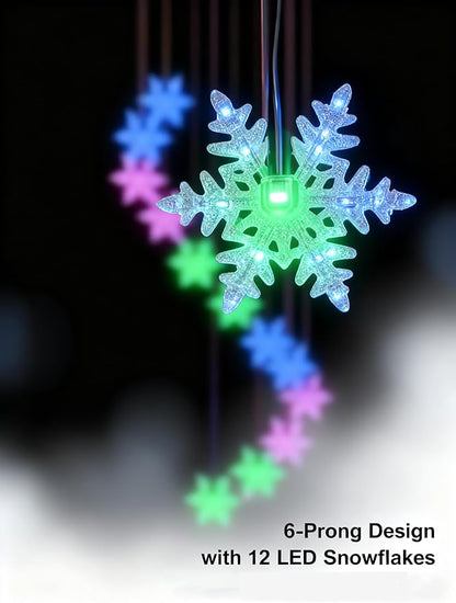 Solar Powered Snowflake Wind Chimes, Color Changing LED Outdoor Decorative Lights, Garden Patio Holiday Hanging Decoration