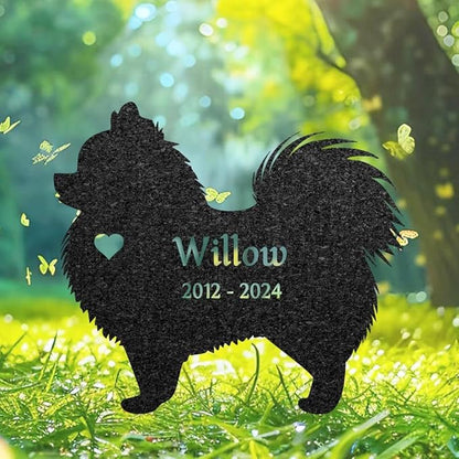 Custom Pomeranian Dog Memorial Grave Marker,Personalized Dog Metal Sign,Dog Burial Marker With Name Engraved,Garden Decor,Pet Loss Gift,Memorial Garden Decor,Outdoor Yard Stake,Sympathy Sign.