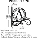 Personalized Initial Metal Plant Hanger Bracket, Decorative Wall Mount Hanging Plant Hook, Monogram Floral Leaf Garden Stake for Hanging Baskets Bird Feeders Lanterns Wind Chime (A)
