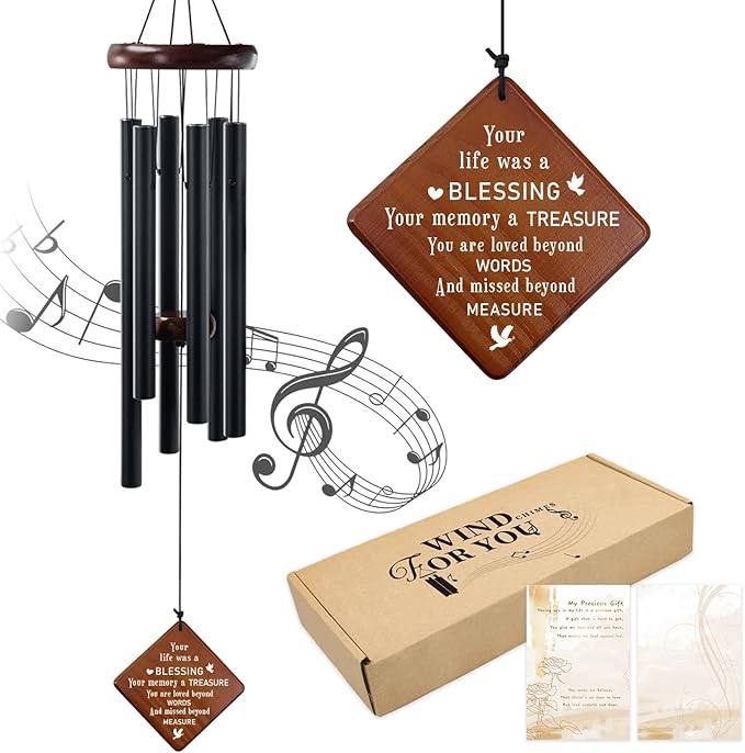 Memorial Wind Chimes for Grieving Hearts – 36" Sympathy Gift for Loss of Mom, Dad, Brother & Loved Ones | Hand-Tuned Soothing Tones, Durable Outdoor Decor for Garden, Patio, or Remembrance Space
