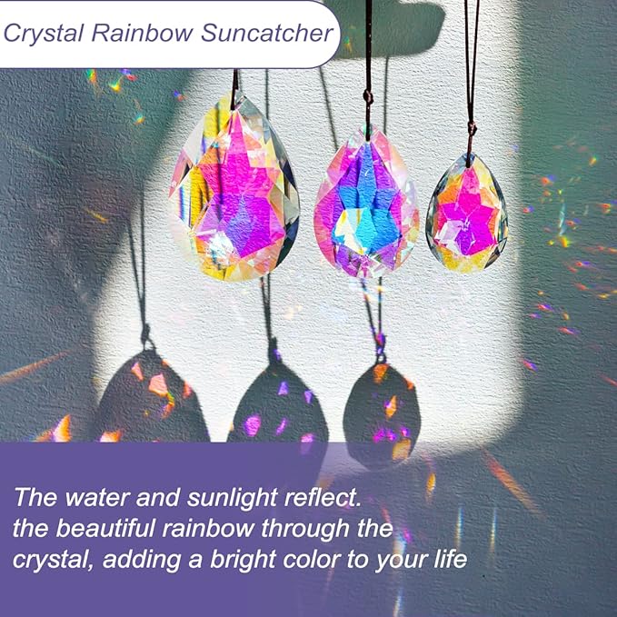 3Pcs 2/2.5/3 inch Crystal Prisms Sun Catchers Chandelier Colorful Bauhinia Ornament Pendants Rainbow Maker Suncatchers Hanging Prisms for Window Wedding Party Tree Decor