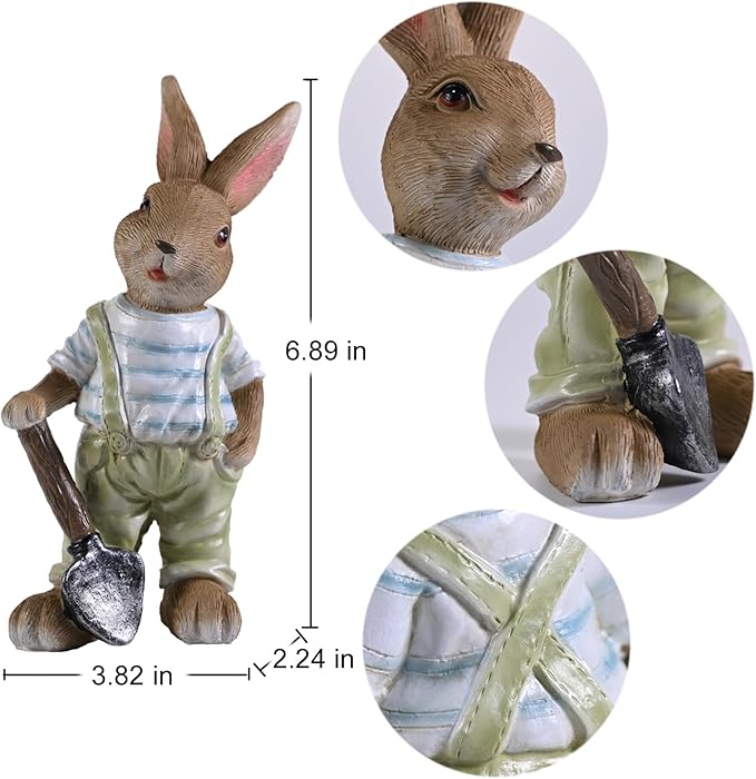 Bunny Decor,Yard Decorations Outdoor Statues Bunny Figurines for Home Garden,Outdoor Statues Easter Rabbit Figurines Mom Grandma Gifts