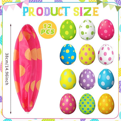 Simgoing 12 Pcs Easter Inflatable Decorations Easter Egg Inflatables Outdoor Decorations Colorful Eggs Decor for Ornament Yard Lawn Garden Holiday Party Indoor Outdoor Decor, 15 Inch (Pastel)