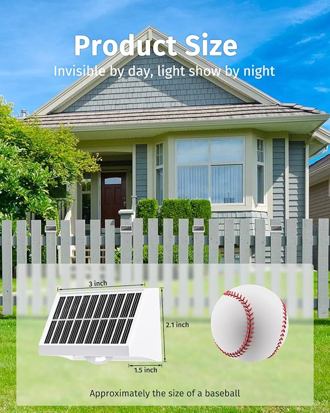 Solar Fence Lights Outdoor Waterproof High Brightness LED Spot Lens Deck Lights 7 Mode Warm & Cool White RGB Solar Powered Wall Lighting Decor for Outside Patio Step Backyard Railing - 8 Pack(White)