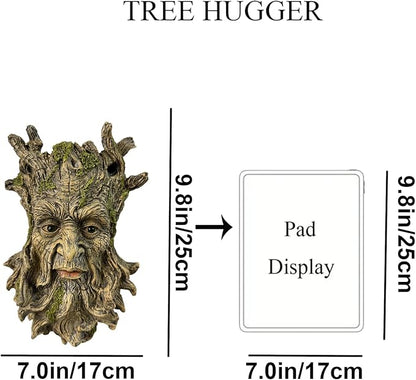 Whimsical Tree Face Garden Statues Outdoor Decor – Funny Old Man Tree Hugger Wall Sculpture with Moss, Fairy Art Fence Hanging Resin Ornament, Outdoor Wall Mounted Sculpture for Patio Lawn & Home
