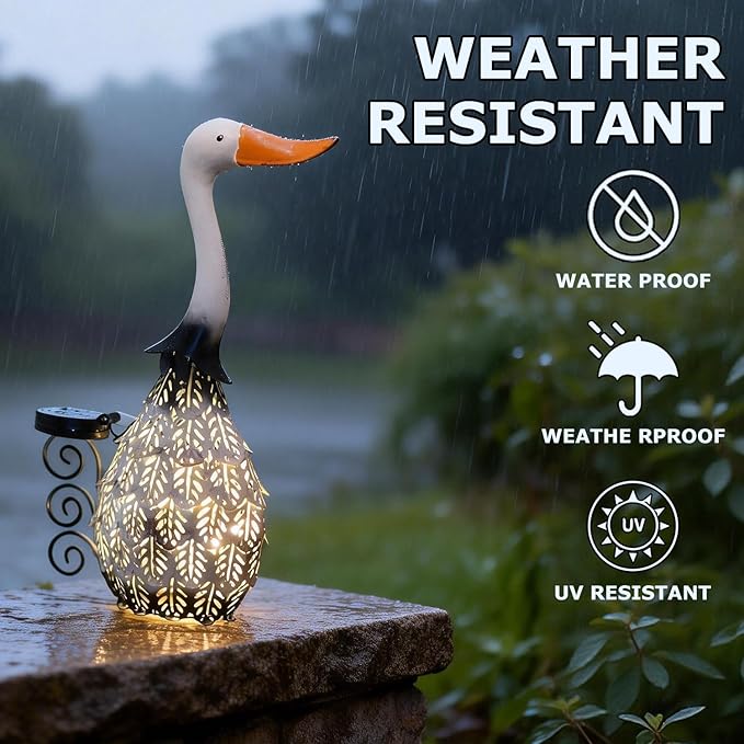 HONGLAND Metal Goose Yard Decor,18" Solar Gooses Yard Decorations Outdoor, Garden Statues Decor Outside,Farm Lawn Decorative Figurine for Home Patio Backyard