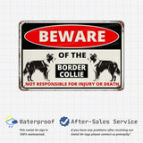 Beware Of The Dog Border Collie Sign Aluminum Metal Tin Signs Outdoor Yard Sign Warning Sign For Fence Yard Home Kitchen Farm Garden Wall Decor 8x12 Inch