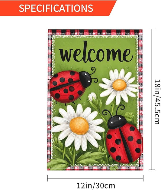 Aninal Flower Garden Flag Seasonal Double Sided 12 x 18 Inch Small Yard Flag for Indoor Outdoor Decor Holiday All Seasons