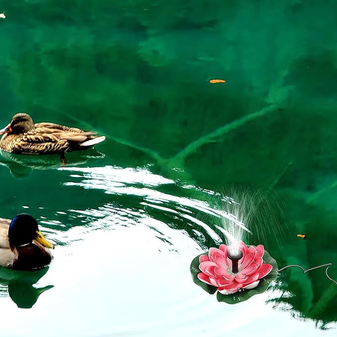LIOOBO Solar Floating Fountain Lotus-Style Pond Fountain Outdoor Garden Water Feature Solar-Powered Floating Decor for Pool and Pond