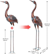 chisheen 2PCS Garden Crane Statues Outdoor Sculptures Metal Yard Art Statue for Garden Decoration Large Size Set of 2
