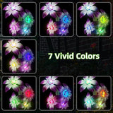 Solar Garden Lights Outdoor - Solar Flowers Lights Outdoor Decorative Waterproof, 40 Hour Coloring Changing Lily Flower Yard Pathway Light Solar Powered, Cemetery Decoration, Backyard Decor, 4pcs