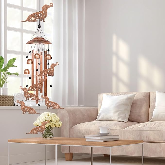 YHmall Dachshund Dog Wind Chimes for Outside, 35" Dachshund Gifts for Women Mom Men Friend Grandma Wife, Windchimes Outdoors for Yard Garden Decor