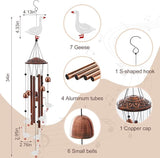Arrowbash Goose Wind Chimes for Outside 34" Metal Windchimes Outdoors Valentine Goose Gifts for Women Men Mom Memorial Birthday Housewarming Festival Yard Patio Porch Geese Garden Decor