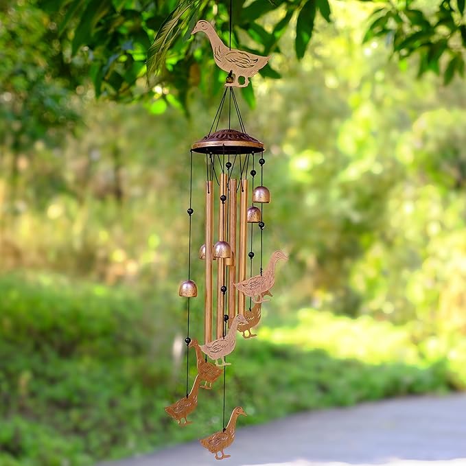 GDNSFIT Duck Wind Chimes for Outside, Metal Windchimes Outdoors, Duck Gifts for Women/Men, Memorial/Birthday Gifts, Garden Decor for Outside, Patio or Yard, Durable Chimes for Outdoors