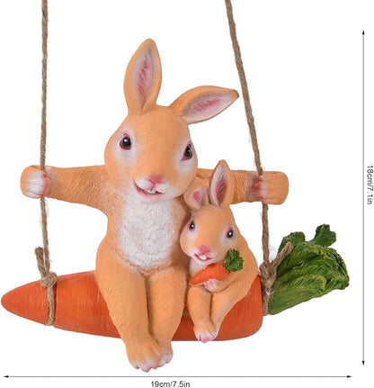 Gavigain Hanging Garden Pendant,Animal Model Rabbits Pattern Exquisitely Carved Romantic Feel Home Courtyard Decoration House Ornament
