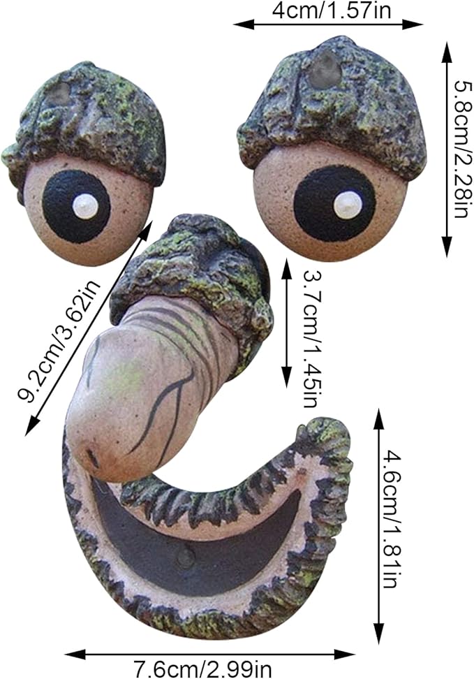 Tree Face Garden Decoration, Old Man Trees Hugger Bark Ghost Yard Art, Trees Decor Outdoor for Halloween Easter (D)