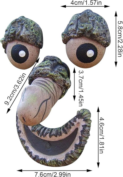 Tree Face Garden Decoration, Old Man Trees Hugger Bark Ghost Yard Art, Trees Decor Outdoor for Halloween Easter (D)