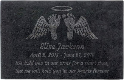 PlaqueMaker Black Granite Memorial Headstone Or Garden Memorial for Lost Infant or Child - Include You Personalized Text. Can be Used as a Sympathy Gift, Garden Stone or Grave Maker (14 x 9 x 2)