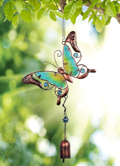 Sunset Vista Designs Metal and Glass Butterfly Bouncy Hanging Decoration