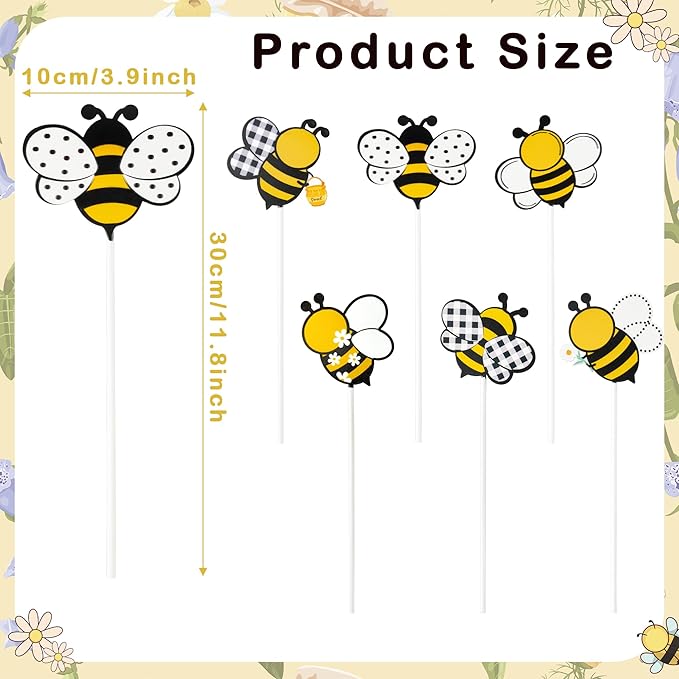 Metal Bee Planter Stakes - 6Pcs Cute Bumble Bee Yard Sign Decorative Garden Stake for Planter Outdoor Backyard Pathway Lawn Plant Flower Pots Decoration Spring Summer Easter Day Party Supply
