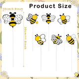 Metal Bee Planter Stakes - 6Pcs Cute Bumble Bee Yard Sign Decorative Garden Stake for Planter Outdoor Backyard Pathway Lawn Plant Flower Pots Decoration Spring Summer Easter Day Party Supply