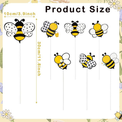 Metal Bee Planter Stakes - 6Pcs Cute Bumble Bee Yard Sign Decorative Garden Stake for Planter Outdoor Backyard Pathway Lawn Plant Flower Pots Decoration Spring Summer Easter Day Party Supply