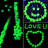 1100Pcs Glow Stones Pebbles Glow in The Dark Garden Pebbles for Walkways and Decor (Green)