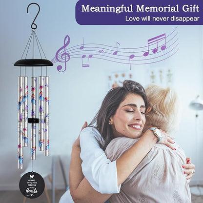 Butterfly Watercolor Memorial Wind Chimes for Loss of Loved One Mother Father,Memorial Sympathy Gifts Baskets & Funeral Bereavement Gift idea,Wind Chimes for Outside in Memory of a Loved One Mom