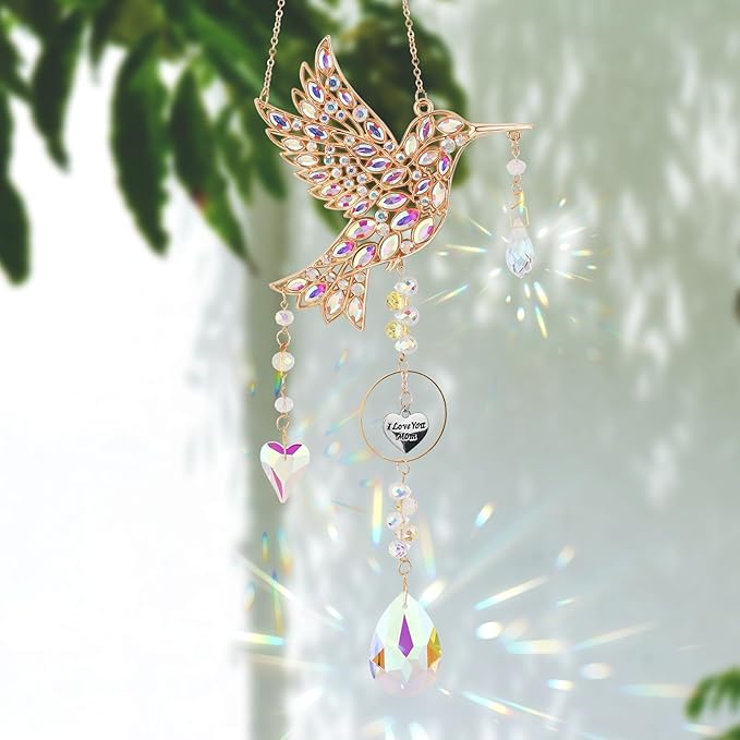 Hummingbird Gifts for Mom, Mom Gifts for Mothers Day Birthday from Daughter, Sun Catchers Indoor Window Outdoor Garden, Spring Home Decor Hummingbird Gift for Women Mother Grandma Bird Lovers