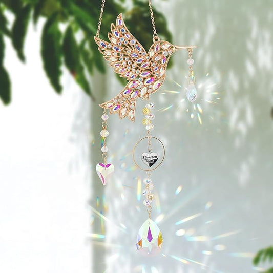 Hummingbird Gifts for Mom, Mom Gifts for Mothers Day Birthday from Daughter, Sun Catchers Indoor Window Outdoor Garden, Spring Home Decor Hummingbird Gift for Women Mother Grandma Bird Lovers