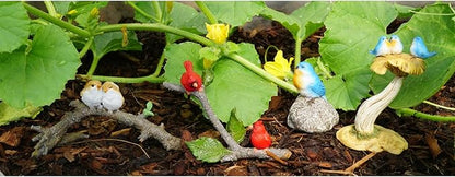 Top Collection 4402 Miniature Fairy Garden & Terrarium 3 Bluebirds on Mushroom Bird Bath Statue, Small