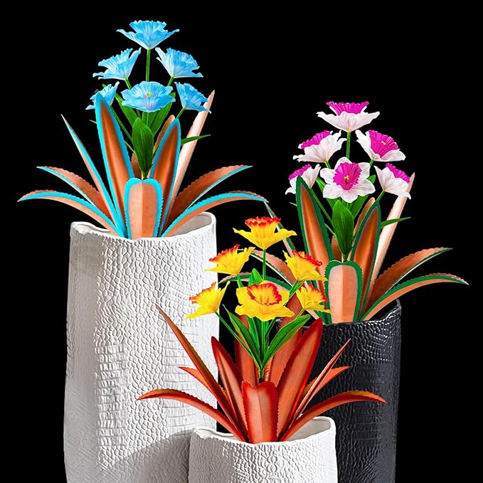 TOMBABY Huge Metal Agave Plants Outdoor Decoration Outdoor Garden Decorated with Flowers Mexican Yard Art Plant Garden Gift(Yellow 1 Pack)