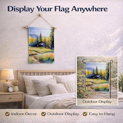 Caroline's Treasures Montana Bitterroot in Watercolor Garden Flag Mailbox Flag Decorative Yard Flag Banner Outside Patio Artwork Yard Flower Beds, Garden Size, Multicolor