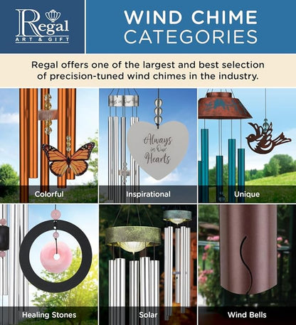 Regal Art & Gift Shoreline Wind Bell Chimes - Outdoor Decorative Metal Hanging Chime - Relaxing Sound for Yard, Patio, Porch or Garden - Flamingo