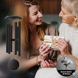 Wind Chimes for Outside Deep Tone, 38" Large WindChimes with 6 Tubes, 100% Rustproof Aluminum, Memorial Gift or Garden Patio Porch and Outdoor Décor(Black)