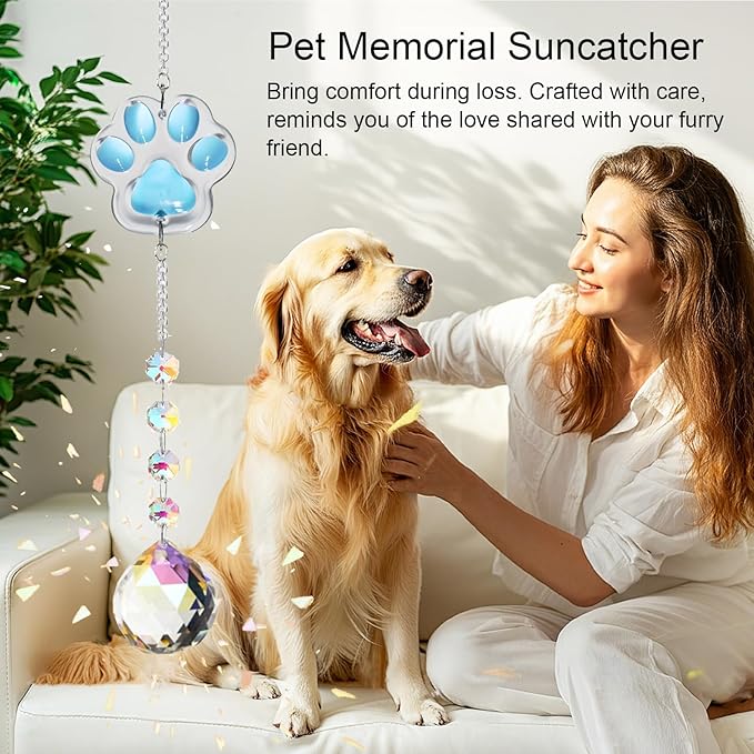 Dog Memorial Gifts for Loss of Dog, Pet Loss Sympathy Gift, Pet Memorial Suncatcher for Car/Window Hanging Ornament Pet Memorial Gifts for Dogs/Cats