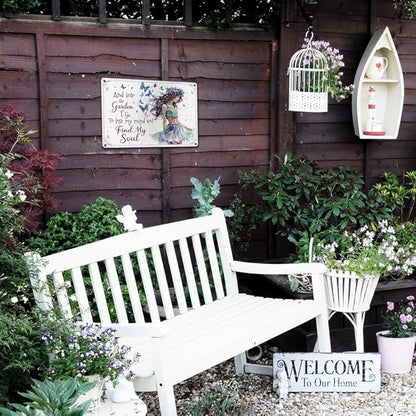 Funny Garden Decor Gardening Gifts for Women And Into The Garden I Go To Lose My Mind And Find My Soul Metal Sign 12"x8"