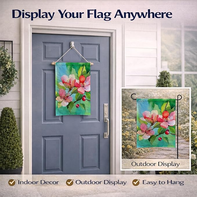 Caroline's Treasures Arkansas Apple Blossom in Watercolor Garden Flag Mailbox Flag Decorative Yard Flag Banner Outside Patio Artwork Yard Flower Beds, Garden Size, Multicolor