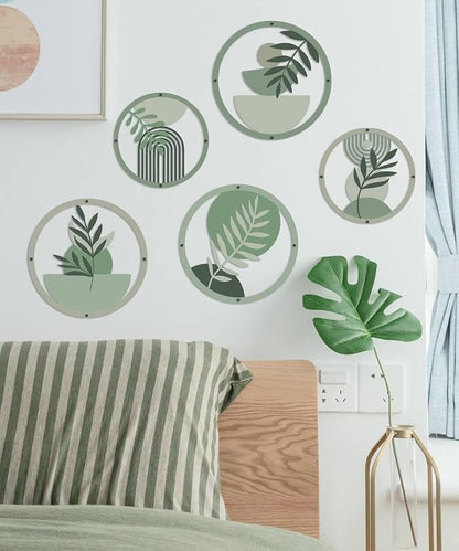 Putuo Decor 5 Pcs Boho Wall Art Set, Bohemian Minimalist Geometric Wall Hanging Decor, Nature-Inspired Farmhouse Nursery Decoration for for Apartment Living Room Bathroom Bedroom Above Bed
