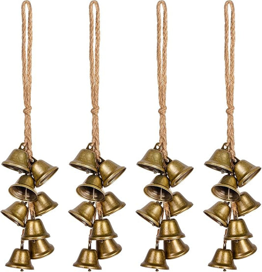 4 Pcs Witch Bells Protection for Door, Hangers Wind Chimes, Door Bell Hanger Christmas Bells for Boho Home Room Decor