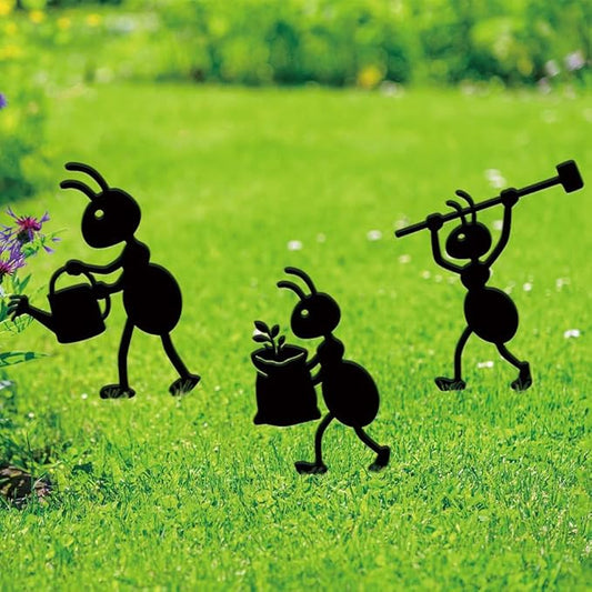 SUPERDANT 3PCS Industrial Ant Metal Garden Yard Art Decor Black Silhouette Outdoor Iron Art Decoration Garden Stakes Statues Ornament Crafts for Backyard Parks Lawns Outdoor Spaces