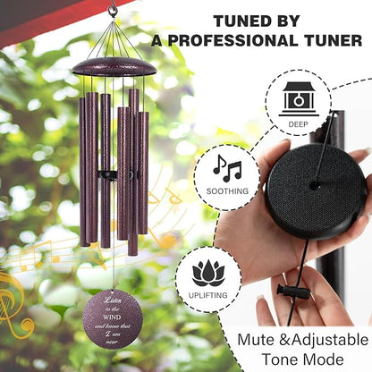 ASTARIN Wind Chimes for Loss of Loved One, Personalized Memorial Wind Chimes Gifts for Loss of Mom Dad, in Loving Memory- Cardinal Sympathy Gifts,30/36/45 in Deep Tone Windchime, Produced in USA