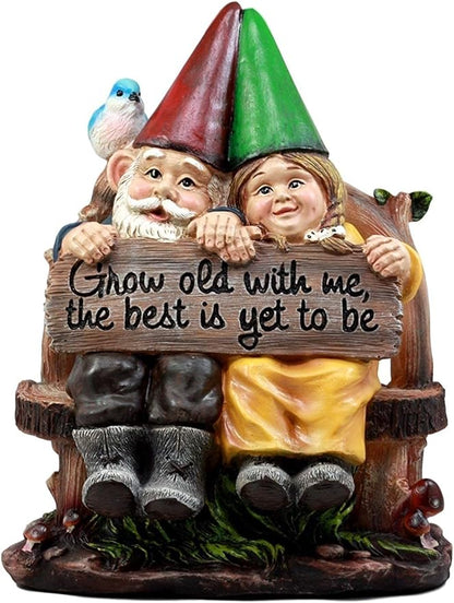 Ebros Grow Old with Me Mr and Mrs Gnome Statue 11" Tall for Patio Garden Lawn Home Decor Figurine (2)