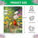Spring Garden Flag Cardinal Floral 12x18 Inch Double Sided, Small Burlap Garden Yard Flags for Outside Outdoor House Spring Summer Decoration