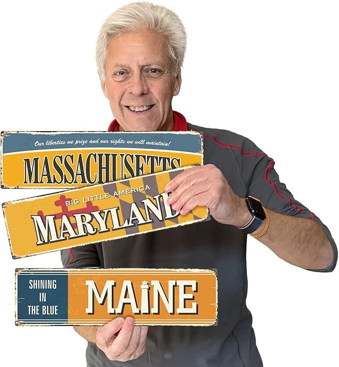 SmartSign 4 x 14 inch Maryland State Vintage Metal Sign “Big Little America”, 40 mil Rustproof Aluminum with Clear Overcoat, Retro Wall Décor, Multicolor, Made in USA
